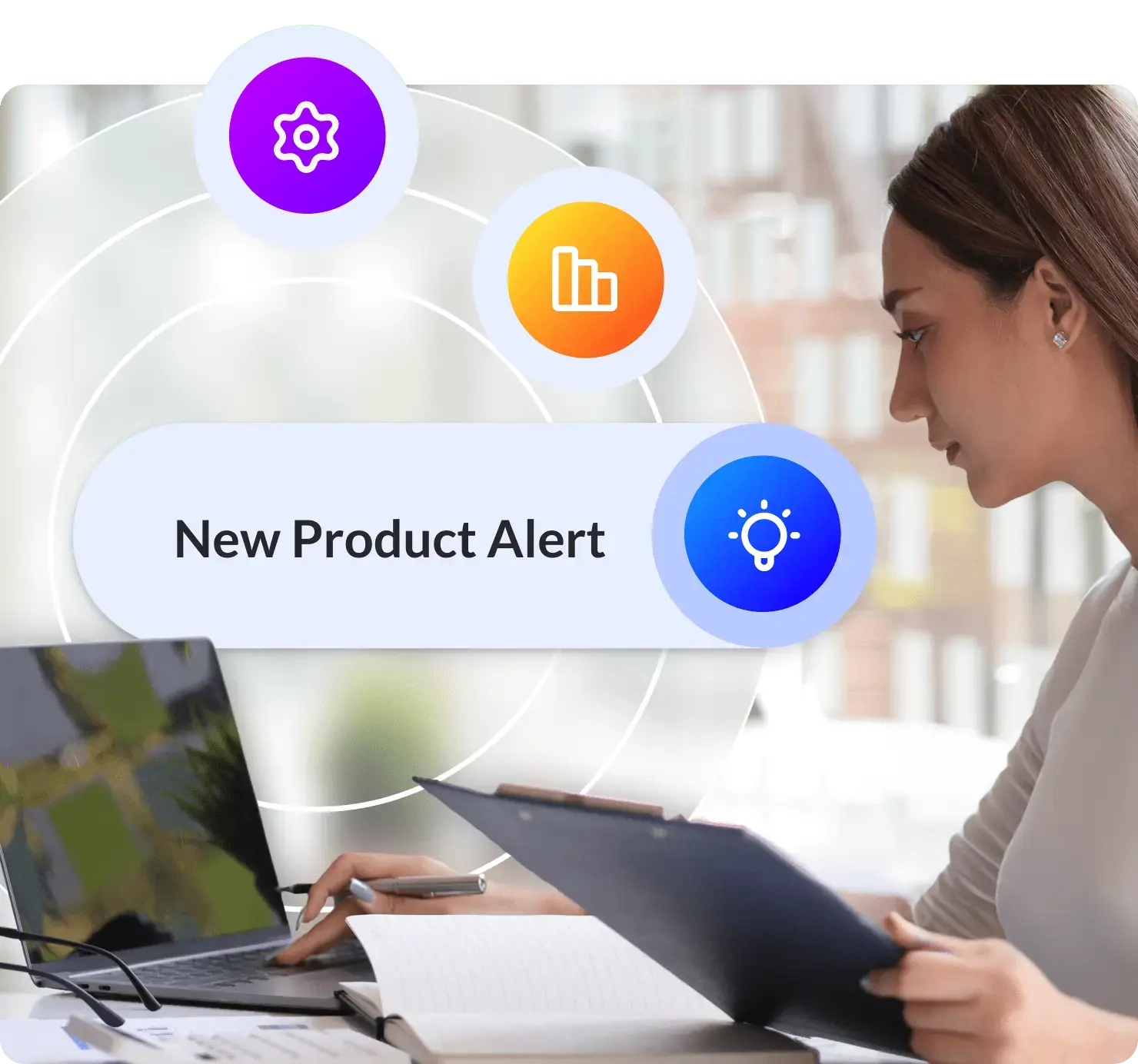 Woman working on a computer graphic